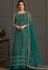 blue net embroidered long abaya suit 4595