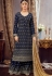 dark blue georgette embroidered palazzo suit 6163