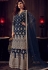 dark blue net embroidered pakistani palazzo suit 6602