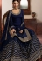 navy blue silk embroidered lehenga style suit 6103