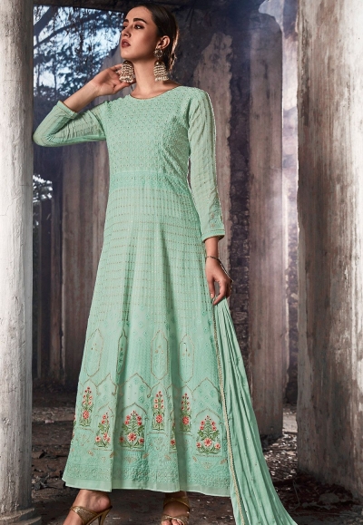 sky blue georgette embroidered anarkali suit 20078