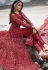 maroon net embroidered floor length anarkali suit 83001