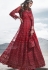 maroon net embroidered floor length anarkali suit 83001