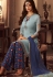 sky blue art silk straight trouser suit 35001