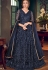 navy blue net embroidered lehenga style anarkali suit 4556a