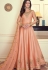 peach art silk embroidered long anarkali suit 9074