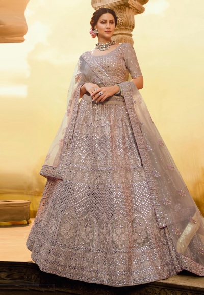 Beige crepe circular lehenga choli 3802