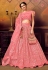 Pink net embroidered circular lehenga choli 108041