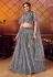 Dark gray net embroidered circular lehenga choli 108045