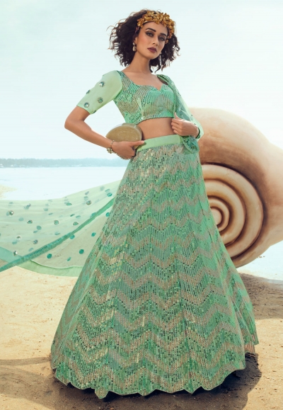 Light green net circular lehenga choli 5103