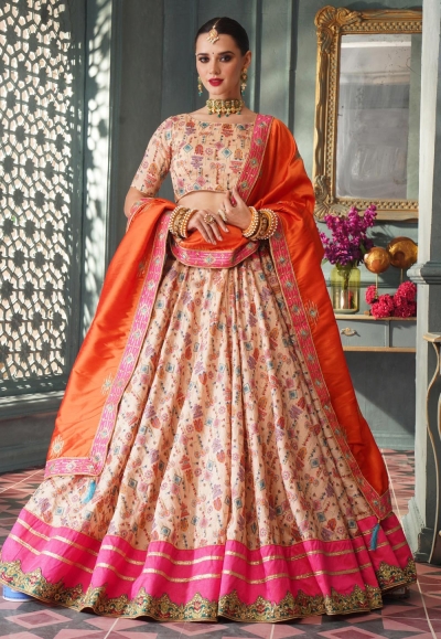 Peach silk ghagra choli 5010