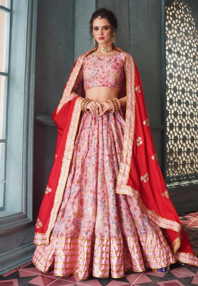 Pink silk ghagra choli 5011