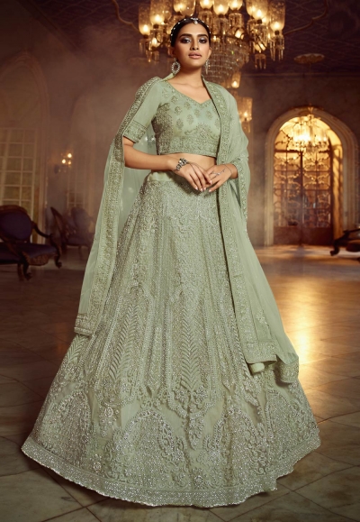 Light green net circular lehenga choli 5403