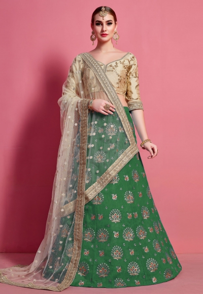 Green art silk circular lehenga choli 4606