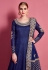 Navy blue art silk long anarkali suit 4609