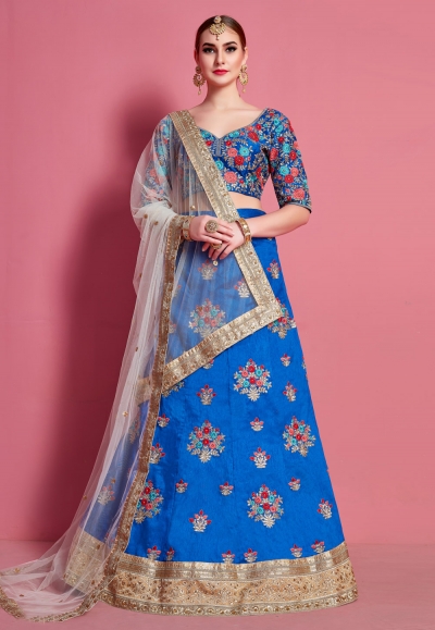 Blue art silk circular lehenga choli 4613