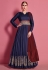 Navy blue taffeta long anarkali suit 4619