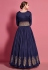 Navy blue taffeta long anarkali suit 4619