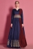 Navy blue taffeta long anarkali suit 4619