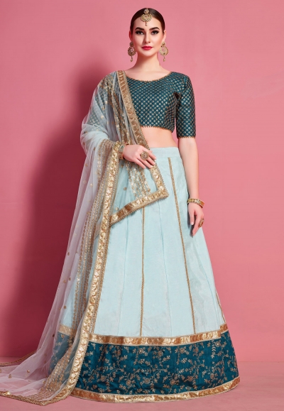 Sky blue art silk circular lehenga choli 4621