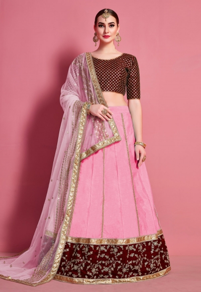 Pink art silk circular lehenga choli 4624