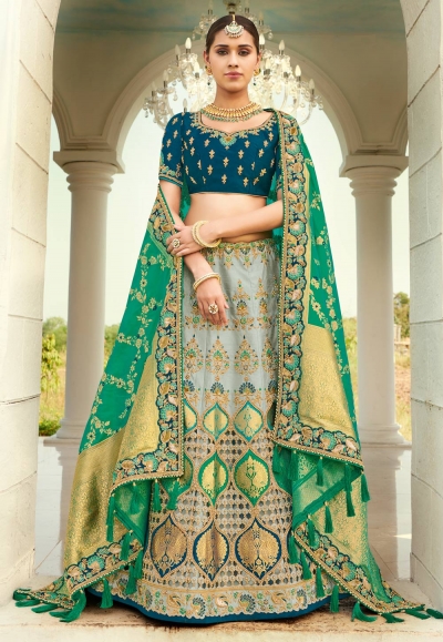 Grey silk lehenga choli 4206