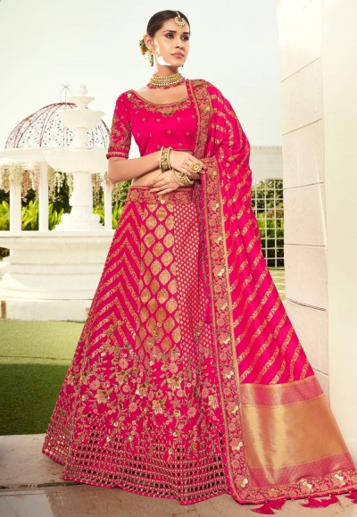 Magenta silk embroidered lehenga choli 4210