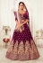 Purple embroidered velvet lehenga choli 16039