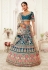 Blue floral embroidered silk lehenga choli 16040