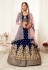 Blue velvet wedding lehenga choli 16041