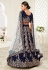 Navy blue embroidered velvet lehenga choli 16044