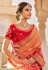 Peach silk saree with blouse 13328