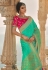 Turquoise silk saree with blouse 13335