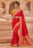 Red silk festival wear saree 13336