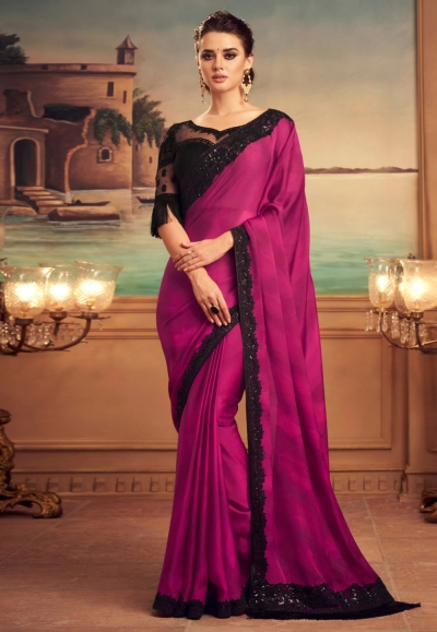 Magenta silk festival wear saree 25003