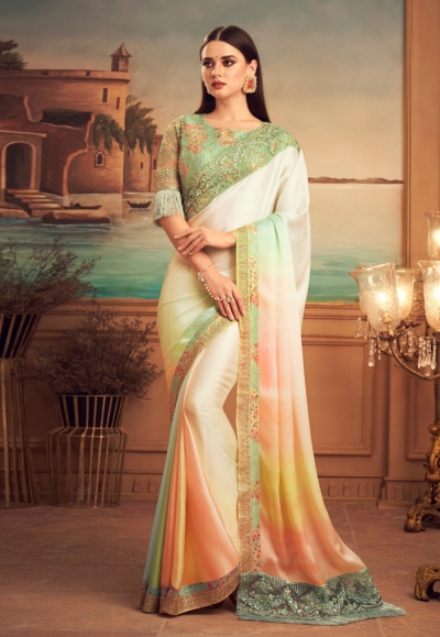 Off white silk festival wear saree 25007