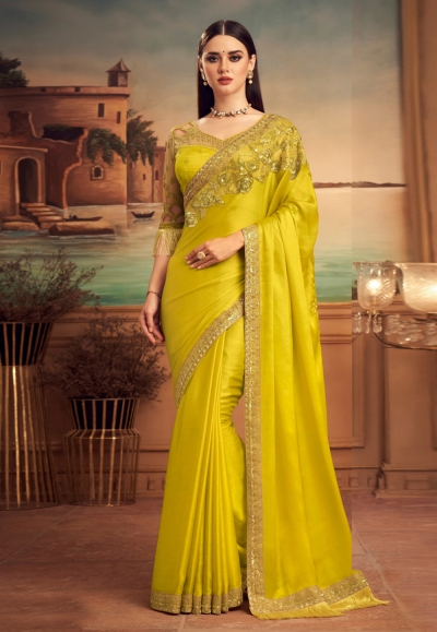 Green silk party wear saree 25008