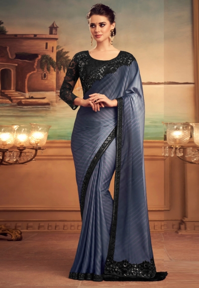 Grey silk saree with blouse 25010