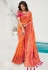 Orange banarasi silk festival wear saree 10092