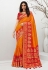 Orange banarasi silk saree with blouse 10102