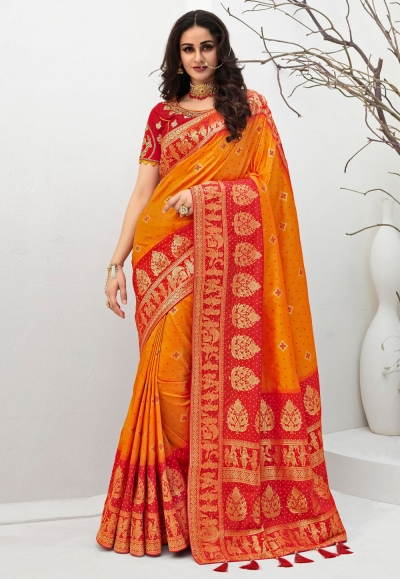 Buy Orange Sarees for Women by Mm Venture Online | Ajio.com