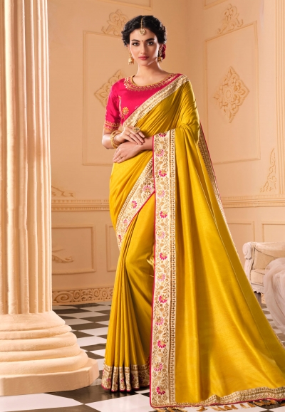 Yellow silk saree 315