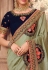 Light green silk embroidered party wear saree 1063