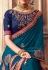 Blue silk embroidered festival wear saree 1066