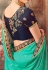 Green silk embroidered party wear saree 1070