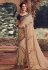 Beige silk embroidered party wear saree 1072