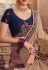 Beige silk embroidered party wear saree 1072