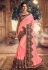 Pink silk embroidered party wear saree 1073