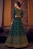 Teal net embroidered jacket style anarkali suit 6804