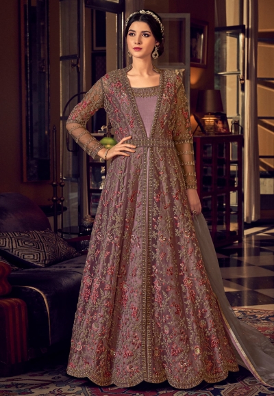 Organza Embroidered Dress With Jacket -8224- THREADS & MOTIFS